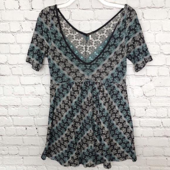 FREE PEOPLE /chevron babydoll tunic top - Picture 1 of 4